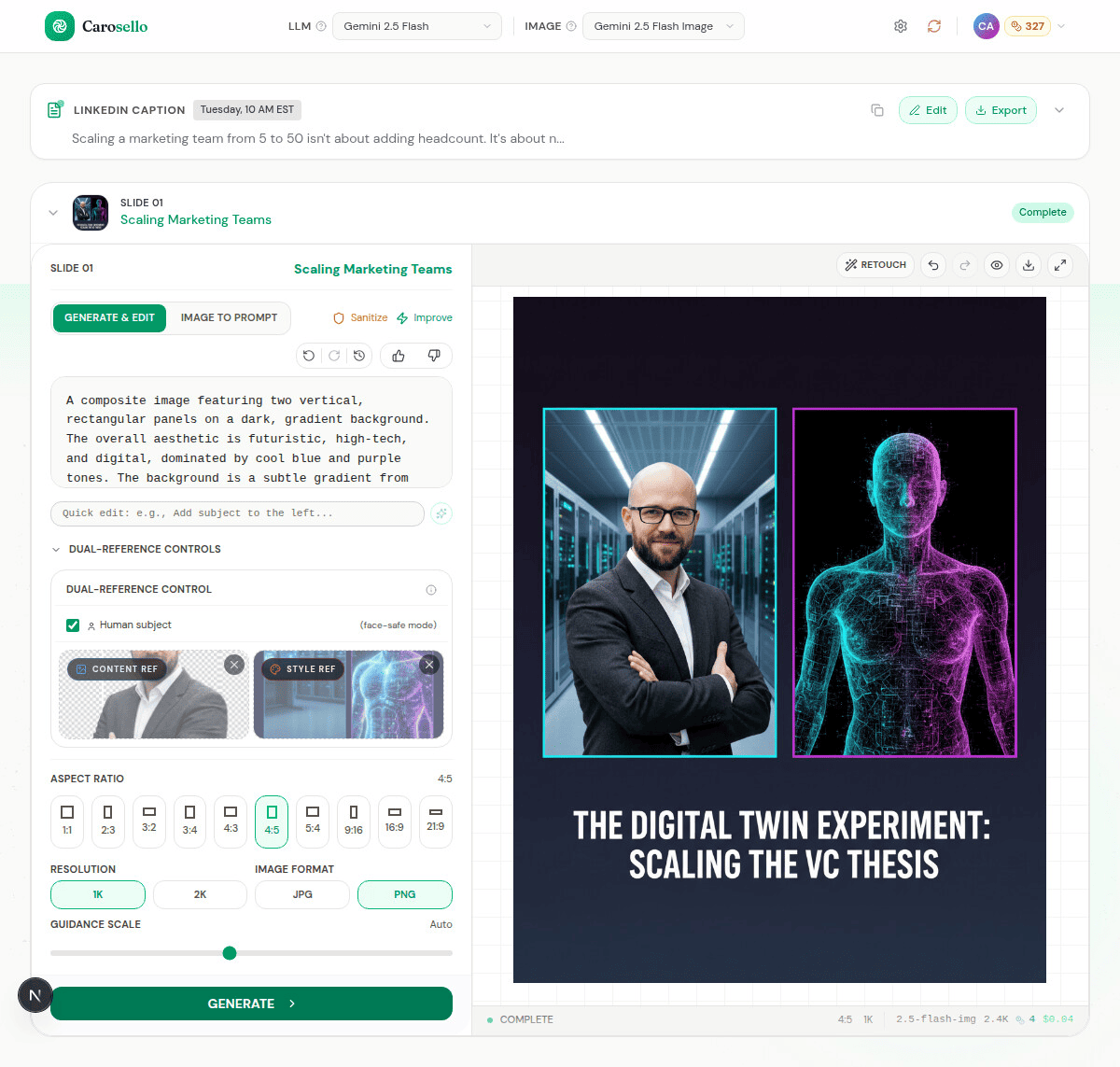 Slide 3 generated showing three phases timeline with professional icons